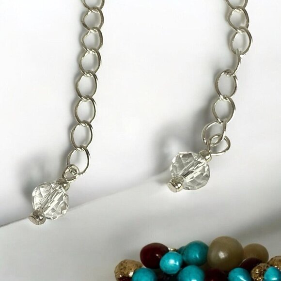 REIMAGINED Faux Turquoise Glass Beads 925 Hook Earrings - Picture 4 of 6